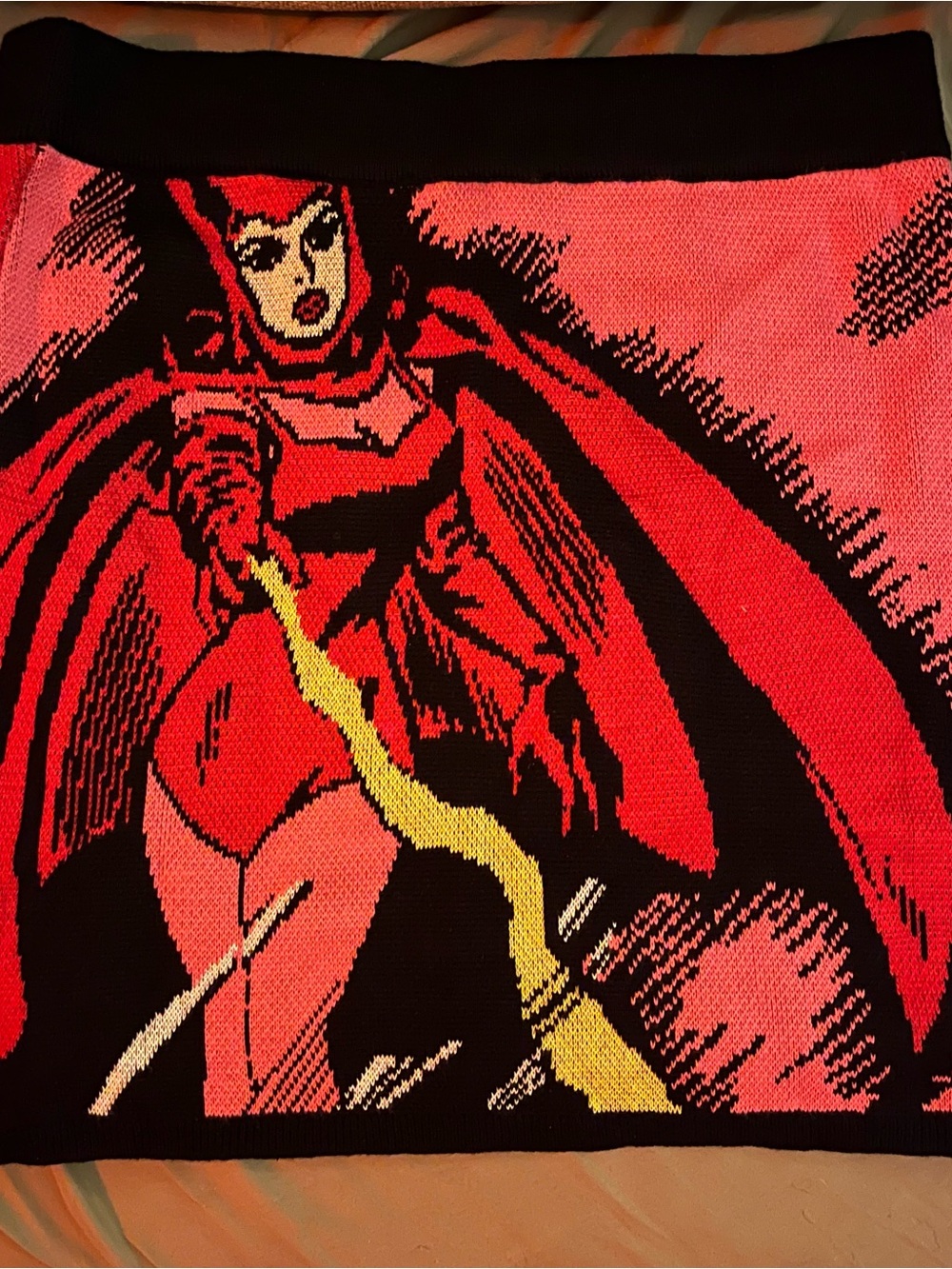 Teddy Fresh Red and Black Intarsia Knit Marvel Scarlet Witch Mini Skirt rare